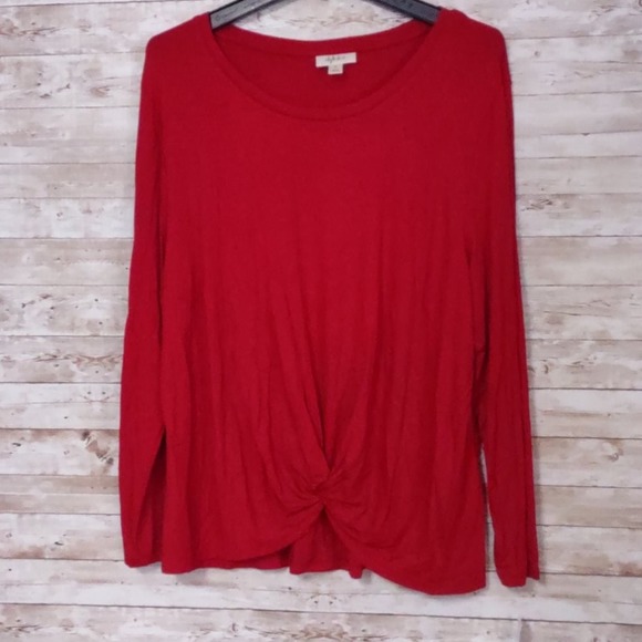 Style & Co Twist Front Long sleeve Top XL - Picture 2 of 7